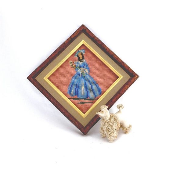 Vintage Handmade Other - Vintage Needlepoint, Petitpoint, Hand Stitched,Girls Room, Vintage Wall Hanging